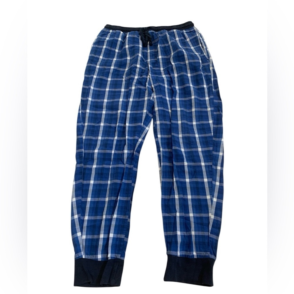 Frank & Bailey Blue Plaid Pajama Jogger Pants | Lounge Sleepwear | Size L/G